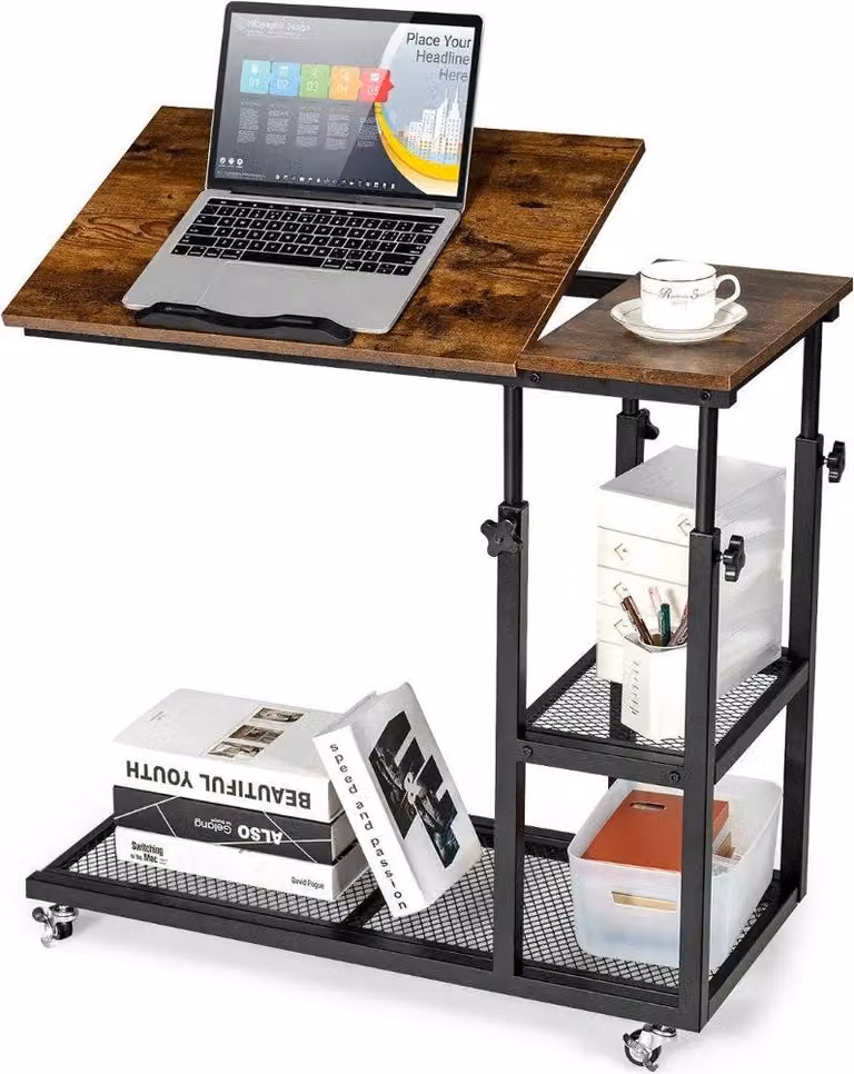 Tavolino per laptop con tavolino vintage regolabile in altezza e inclinazione su 3 livelli
