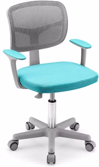 Sedia da scrivania girevole per bambini DESIGN IN, colore verde, con braccioli e ruote, altezza regolabile – 1