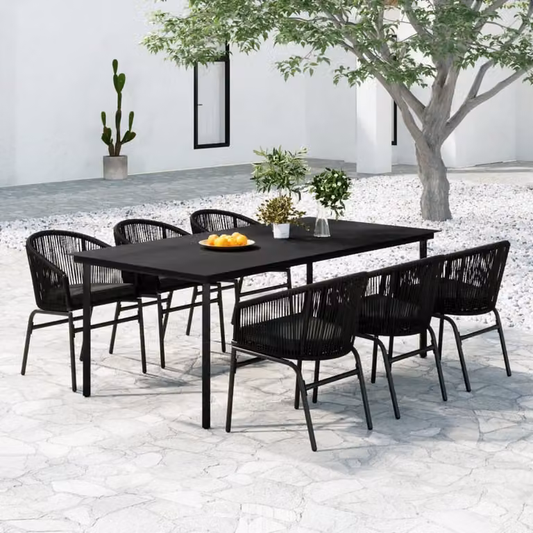 Maison Exclusive - Set da pranzo da giardino 7 pezzi nero