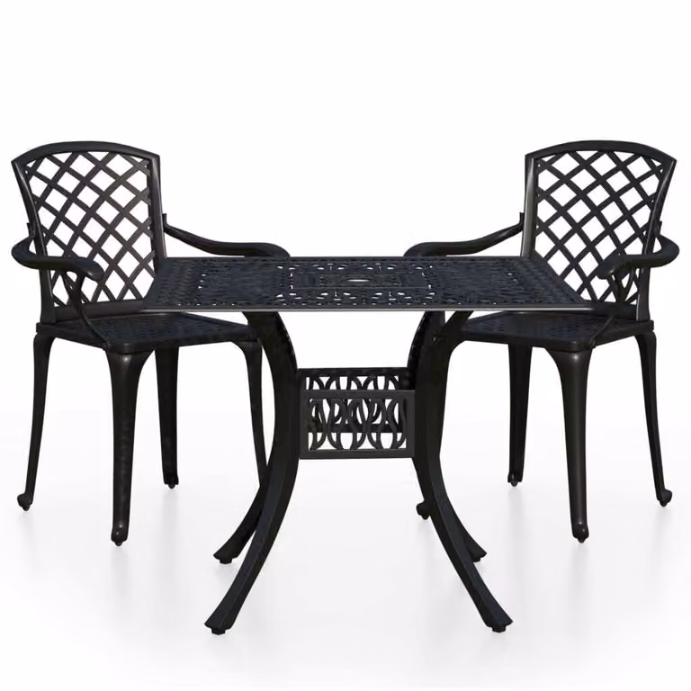 Set da Bistrot 3 pz in Alluminio Pressofuso Nero