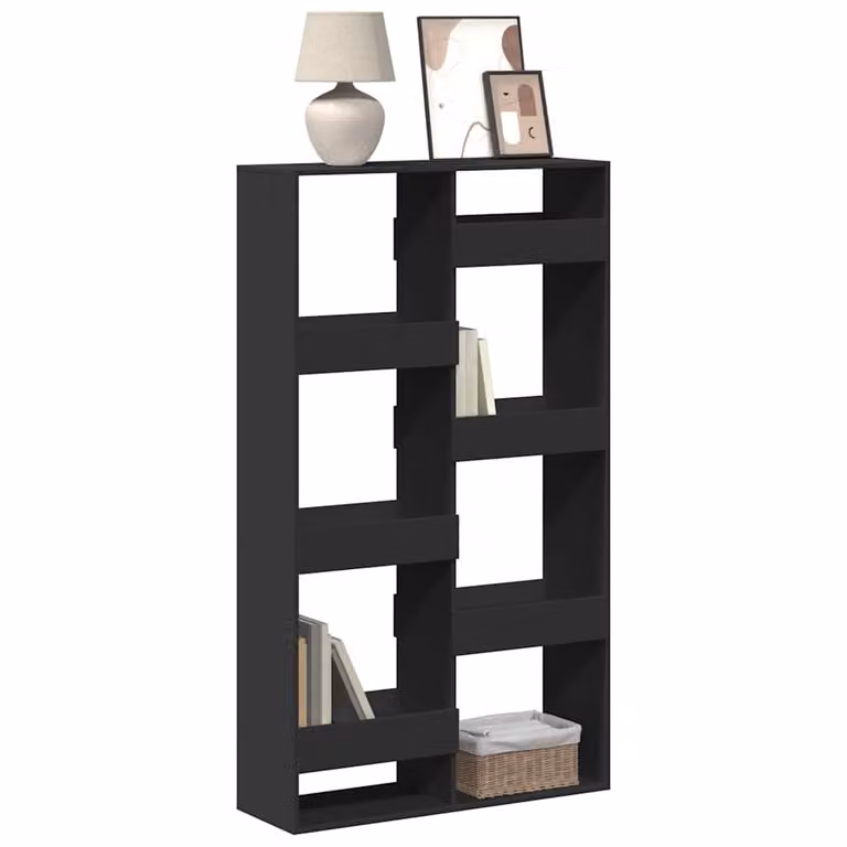 Libreria nera vidaXL in legno e MDF da appendere al muro, L 100 cm x P 33 cm x H 175 cm