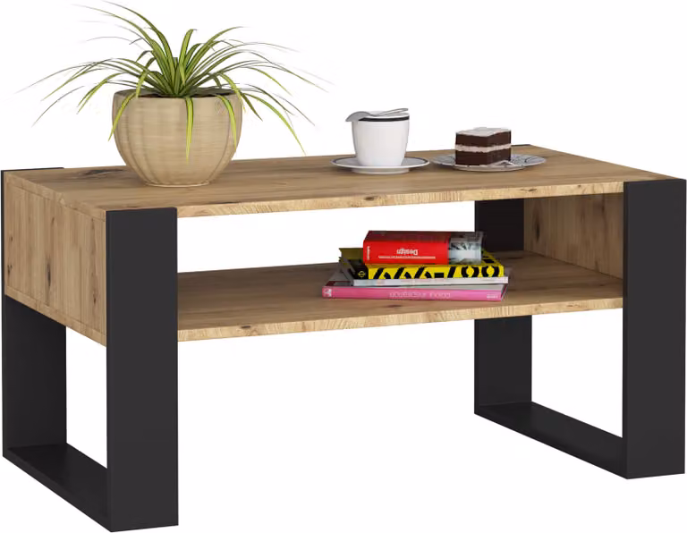 Akord Tavolino Da Caffè Domi Rovere Artigianale/Nero 92X53X45 Cm