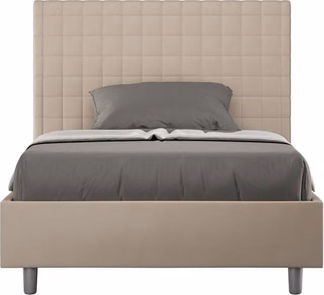 BS COM Letto una piazza e mezza con rete imbottito 110x200 similpelle tortora