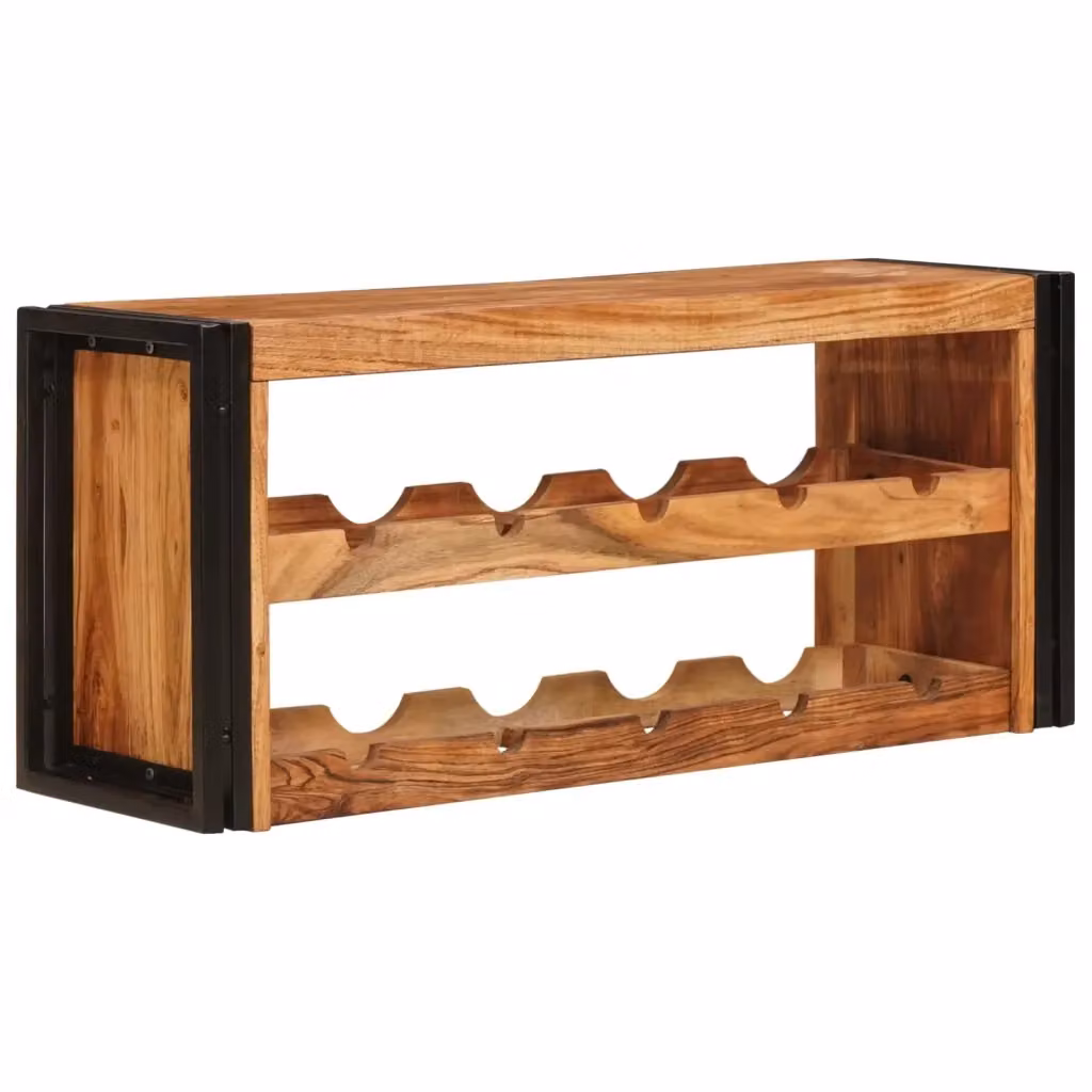 Portabottiglie in stile industriale vidaXL in legno di acacia e metallo marrone L/P/H: 100 x 45 x 33 cm – 2