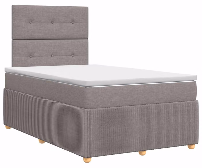 Letto a molle con materasso Taupe 120 x 190 cm in tessuto