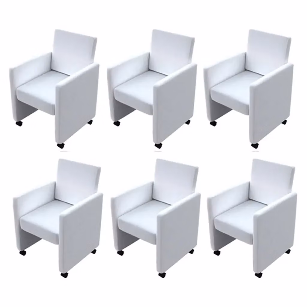 Set di 6 sedie da pranzo moderne vidaXL in similpelle bianca – 2