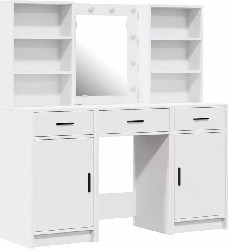 Set da tavolo da trucco con LED 3 pcs Bianco Legno multistrato