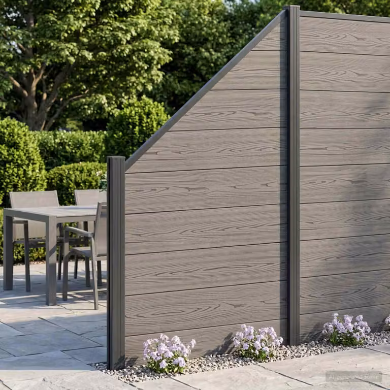 Set di recinzione vidaXL in WPC e alluminio grigio, L: 95 cm, H: 180 cm