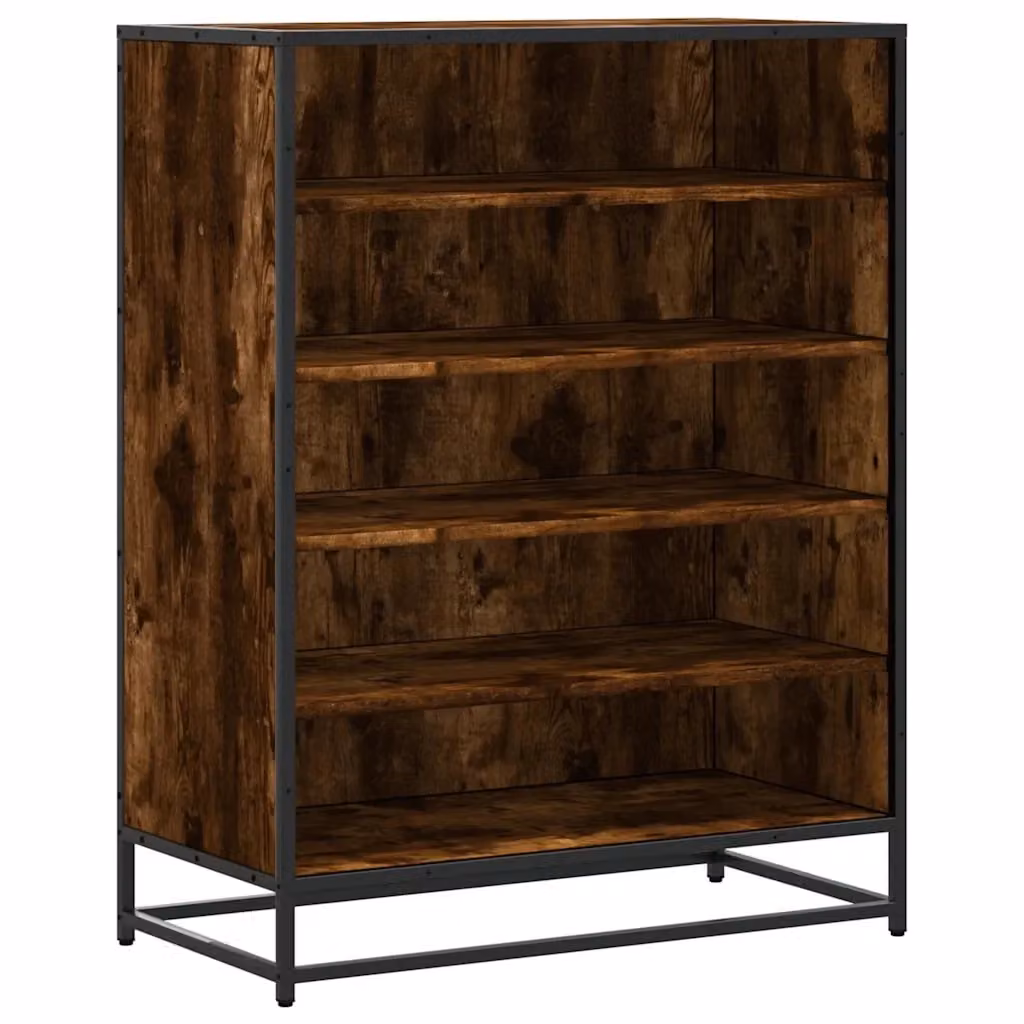 Scarpiera-Scaffale Design Mania in Legno e Metallo Rovere Fumo, Stile Industrial, L 75 cm x P 38 cm x H 97,5 cm – 2