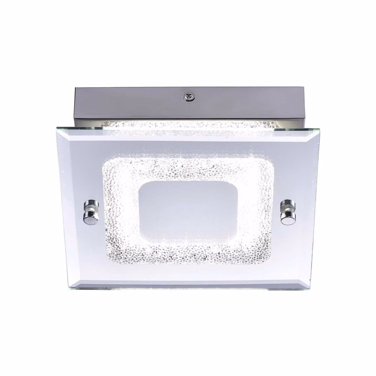 Plafoniera LED, acciaio cromato, cristalli, L 18 cm