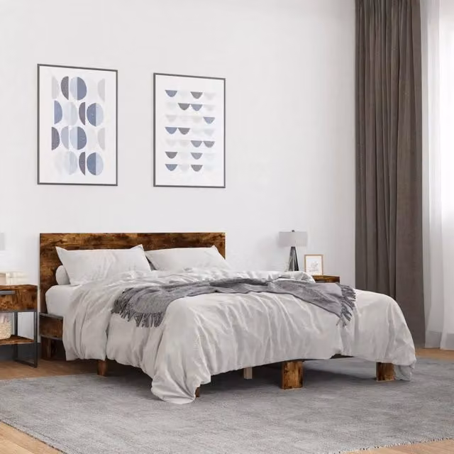 Giroletto-Struttura Letto Rovere Fumo 120x200 cm in Legno Multistrato Metallo 687061