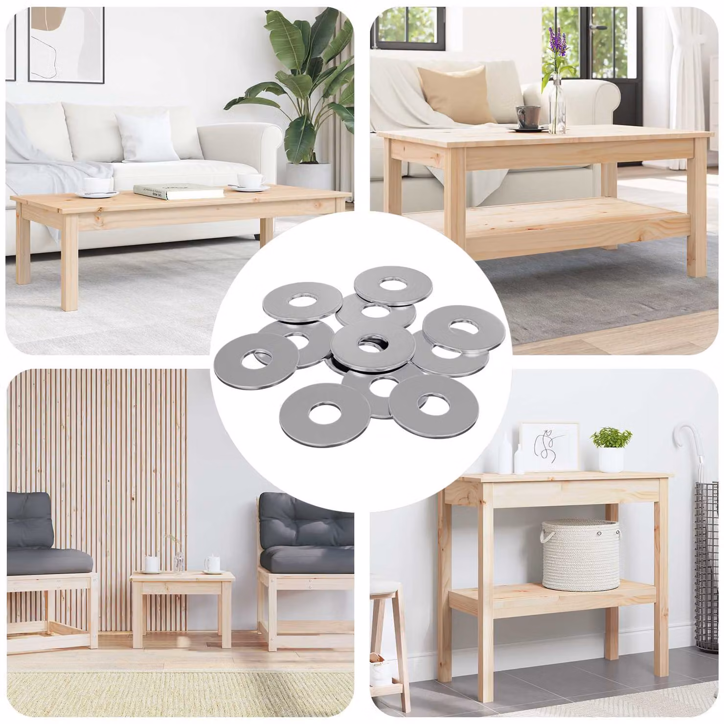 Set di 9000 rondelle piatte vidaXL in acciaio zincato argento
