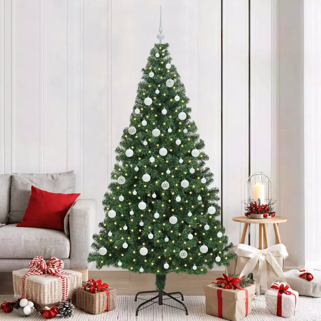 Albero di Natale artificiale verde vidaXL con 300 LED bianco caldo, Altezza: 210 cm