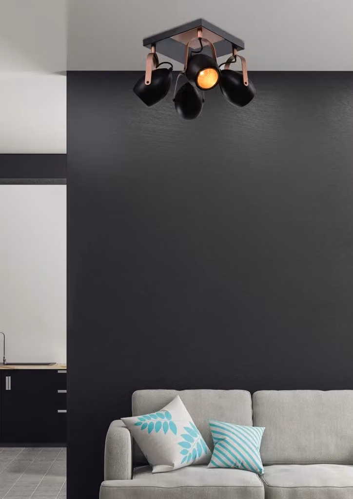 Plafoniera Candellux Anica in metallo rame e nero, 4 x E14, diametro 32 cm – 2