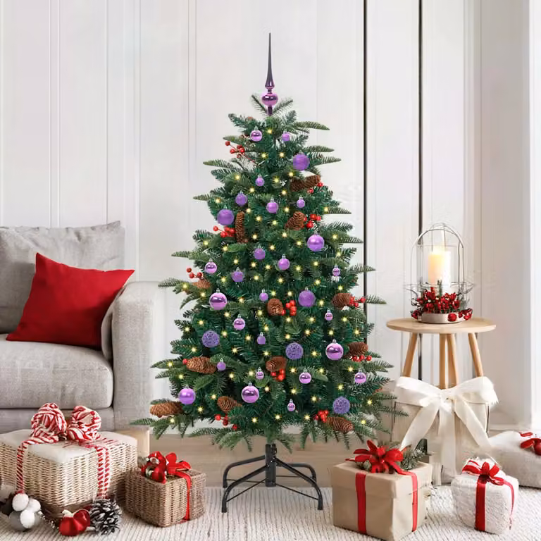 Albero di Natale artificiale verde vidaXL con 150 LED luce bianca calda, Altezza: 150 cm