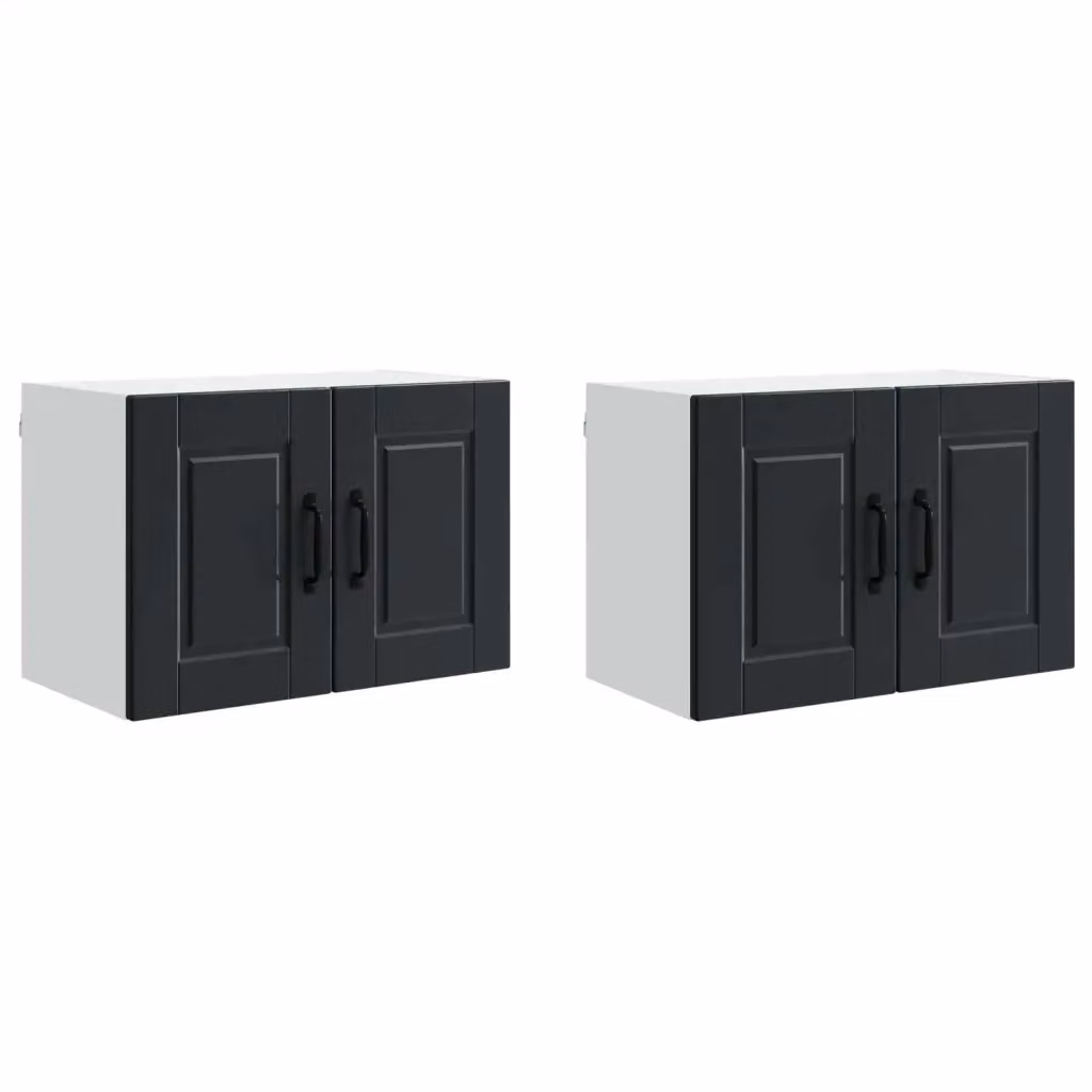 Set di 2 pensili da cucina vidaXL in legno multistrato nero con ante a battente L/P/H: 60 x 31 x 40 cm – 2