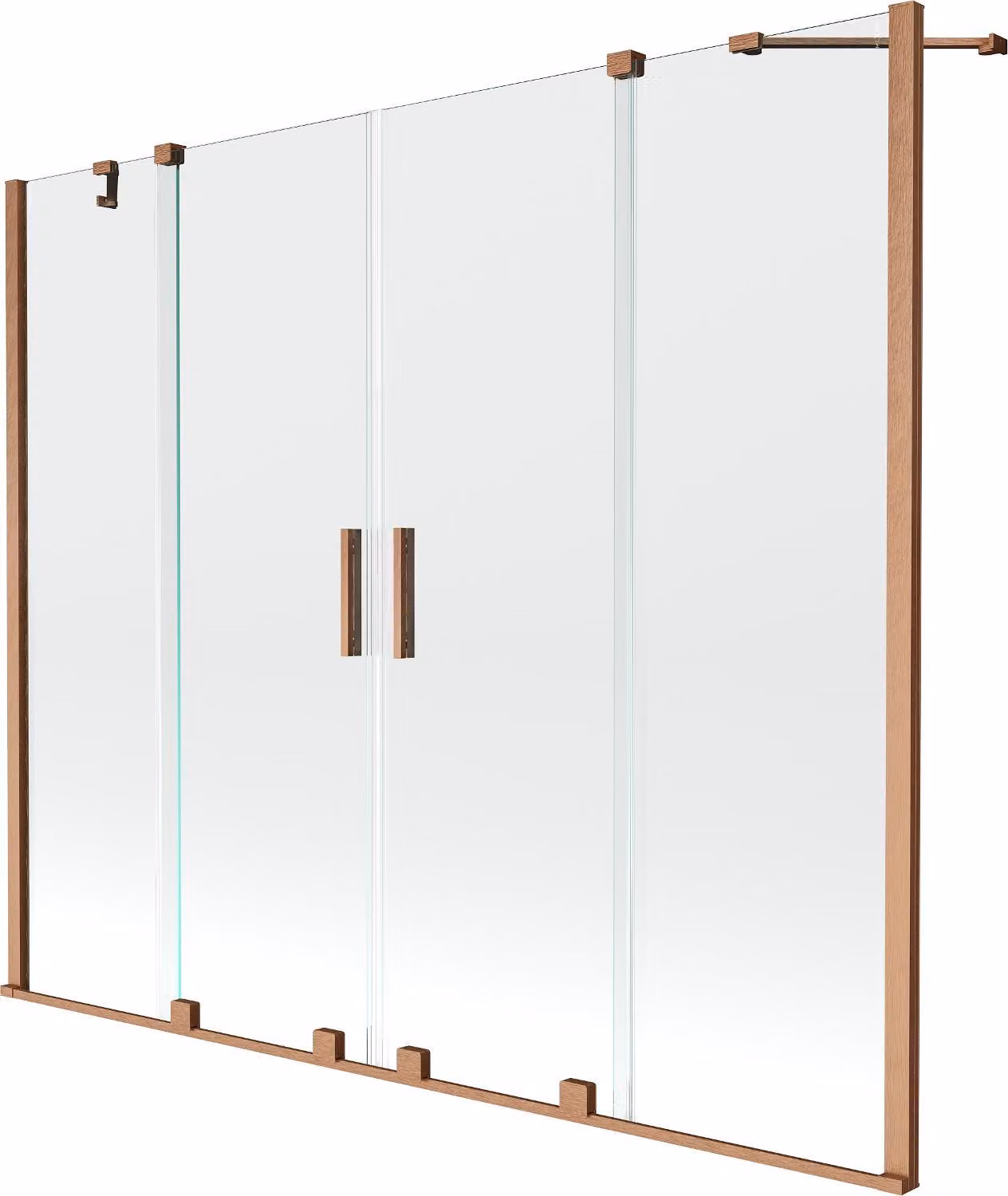 Mexen Velar Duo paratia da bagno scorrevole a 2 ante 170 x 150 cm, trasparente, rame spazzolato - 896-170-000-02-65