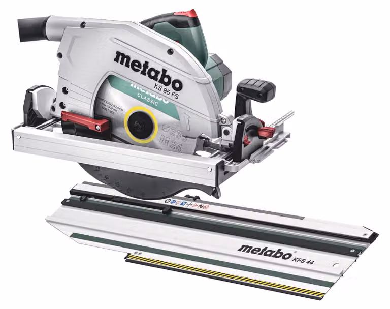 Metabo Set KS 85 FS Handkreissäge mit Kappschiene KFS 44 Kreissäge + Sägeblatt