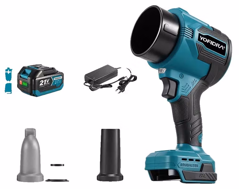 Ventilatore turbo, motore brushless, alta velocità del flusso d'aria, set di 1 batteria da 3.0Ah
