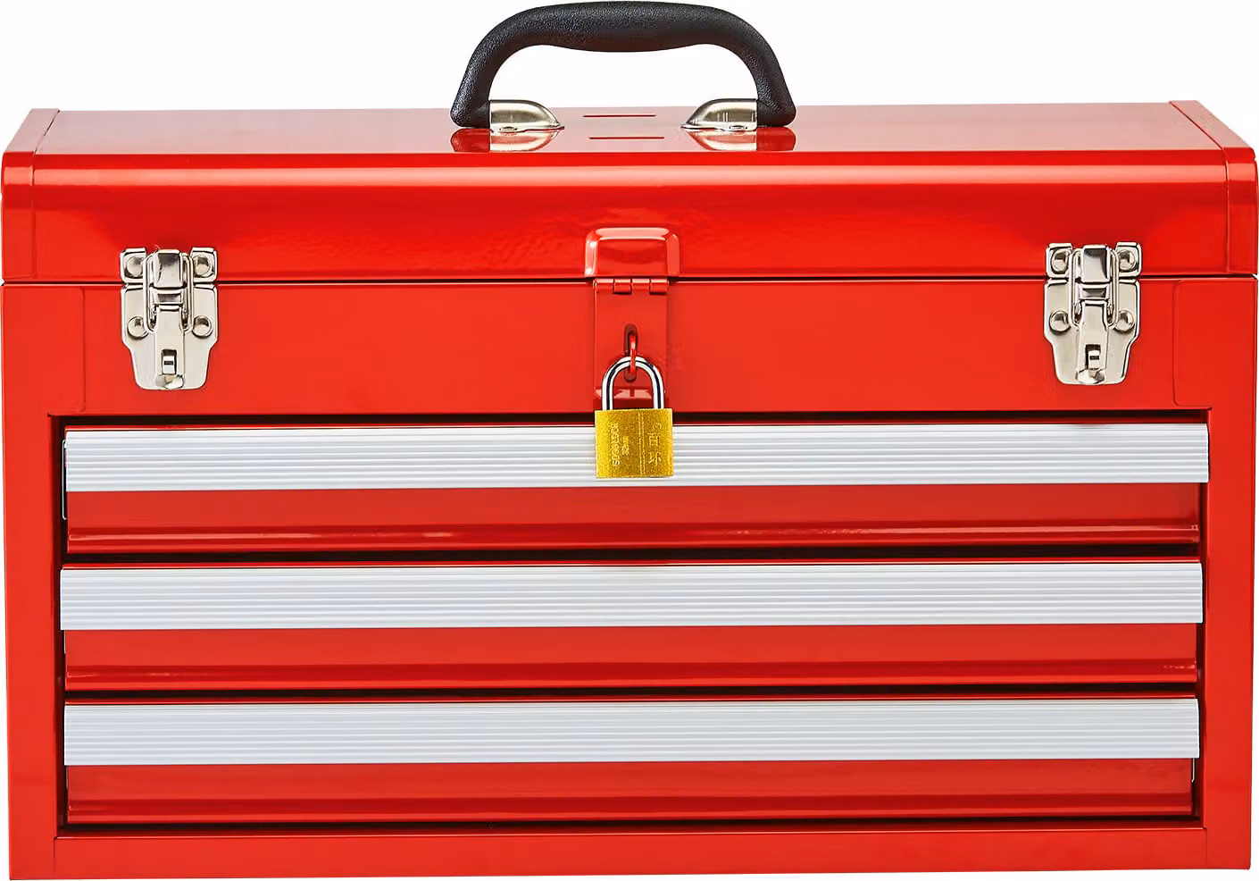 SucceBuy cassetta degli attrezzi in metallo, 52,1 cm, portatile, con 3 cassetti, interno in EVA, meccanismo di chiusura e verniciatura a polvere, per utensili e accessori, rosso