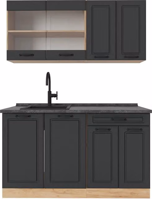 Cucina monoblocco R-Line Antracite rustico/Rovere dorato 140 cm, PL Antracite Vicco