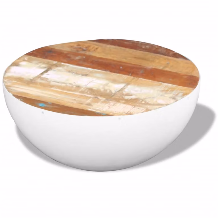 vidaXL Tavolino a forma di ciotola in legno massiccio antico 60x60x30 cm