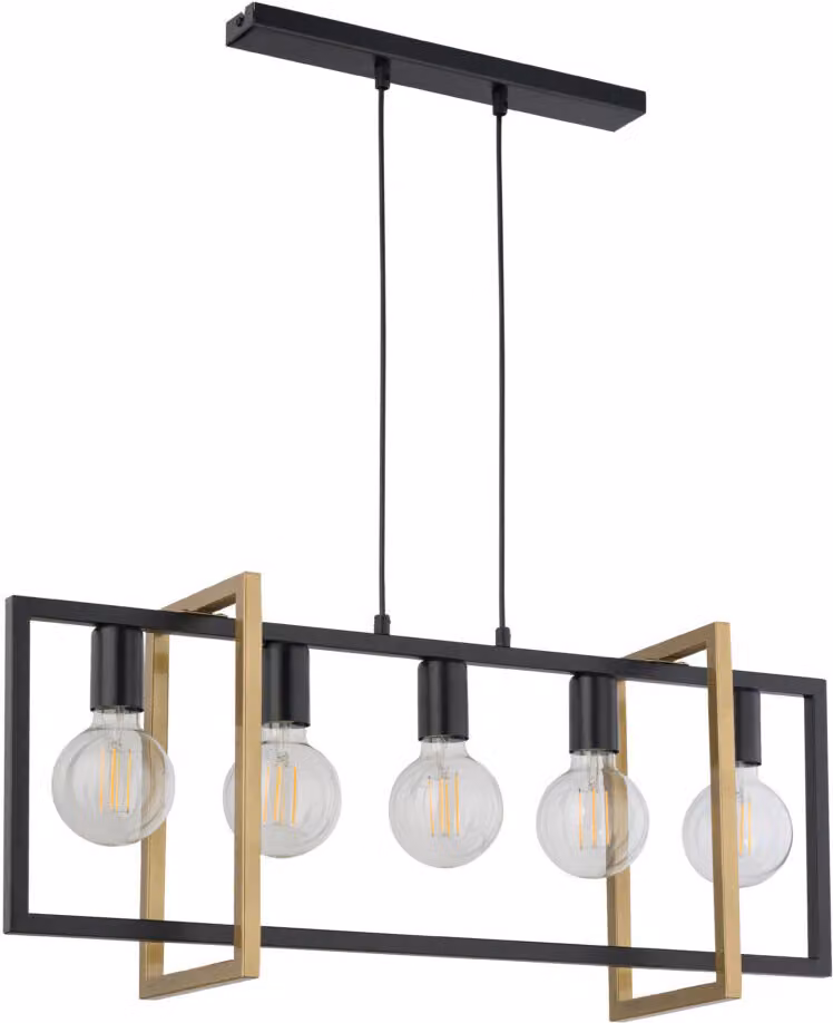 Lampada a sospensione geometrica decorativa a soppalco 5 punti nero/oro Eden 5xE27 15W Sigma Lighting