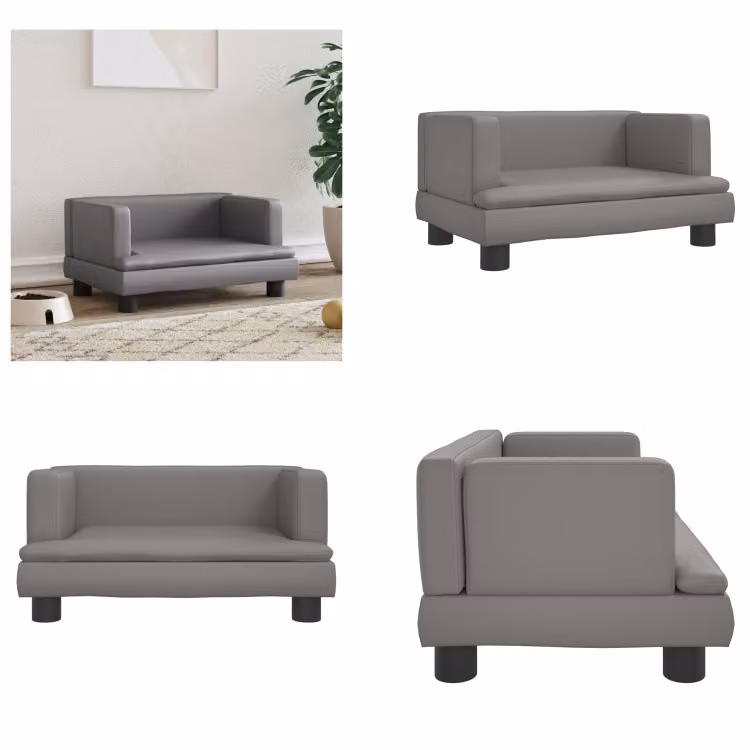 vidaXL Letto grigio per cani 60x40x30 cm in Pelle finta - letto per cani - letti per cani - divano per cani - divano per animali domestici
