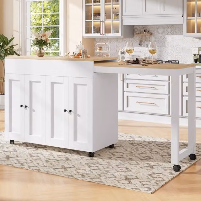 Tavolo da bar rettangolare allungabile bianco in MDF laccato per cucina e soggiorno