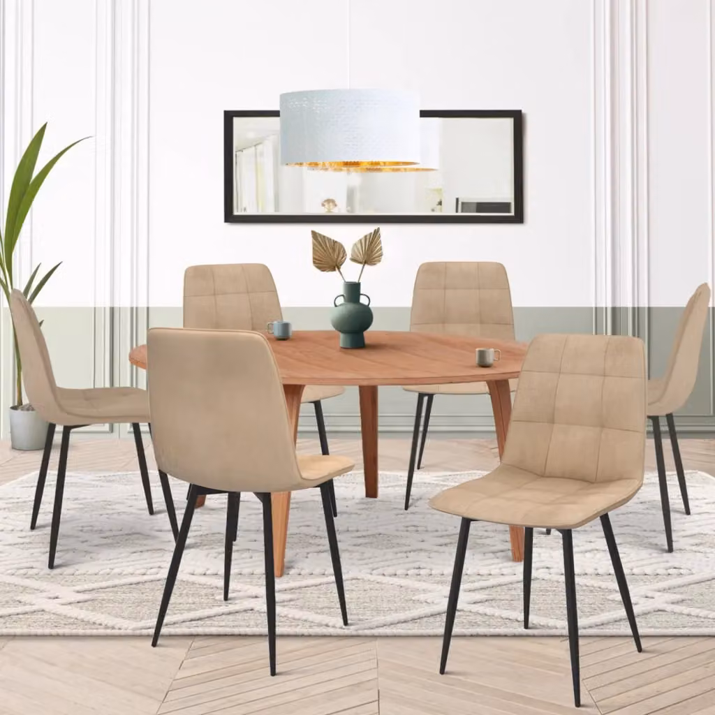 Set di 6 sedie da pranzo MILA IDMarket in velluto color beige – 2