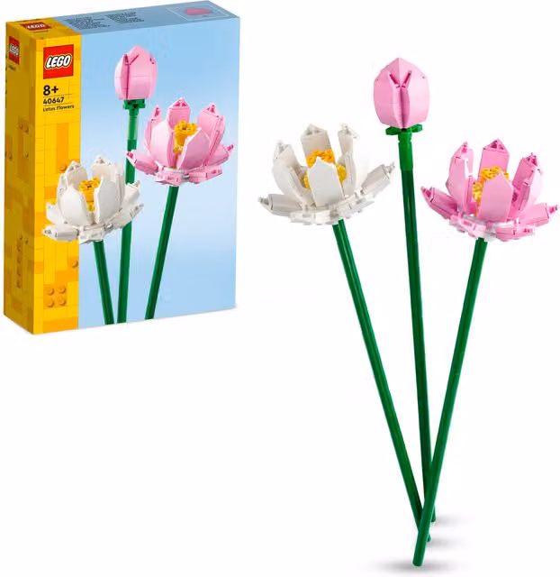 Set di 3 Fiori di Loto Lego nei colori rosa, bianco e verde