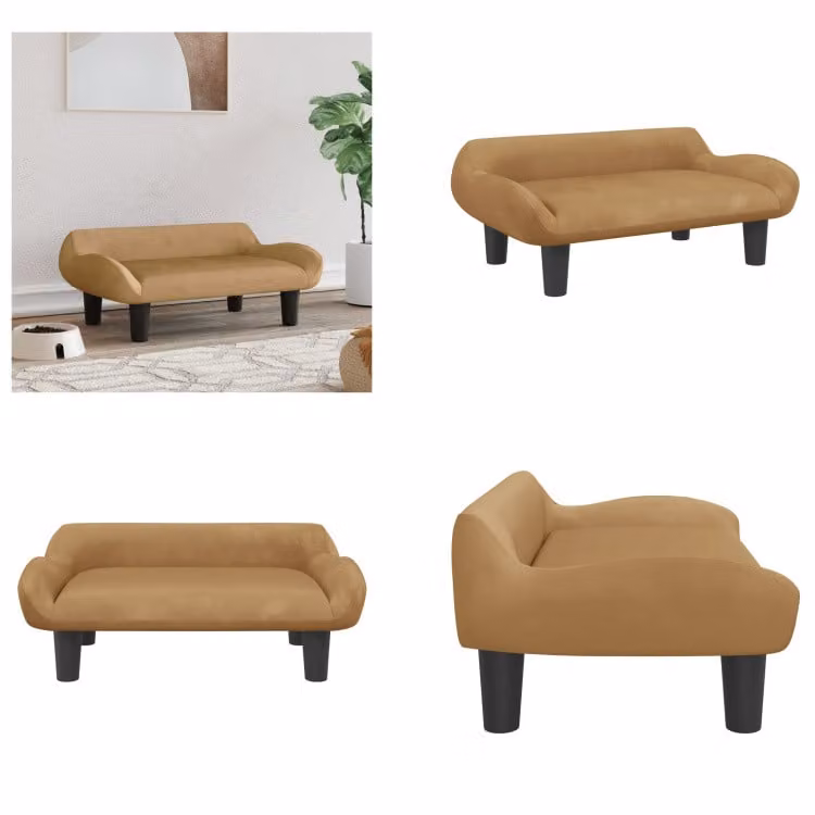 vidaXL Letto per cani marrone 70x40x24 cm in velluto - letto per cani - letti per cani - divano per cani - divano per animali domestici