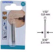 Fresa per incisione Dremel 105 colore argento, diametro 0,8 mm, set da 3 pezzi per legno, fibra di vetro, plastica e metallo tenero