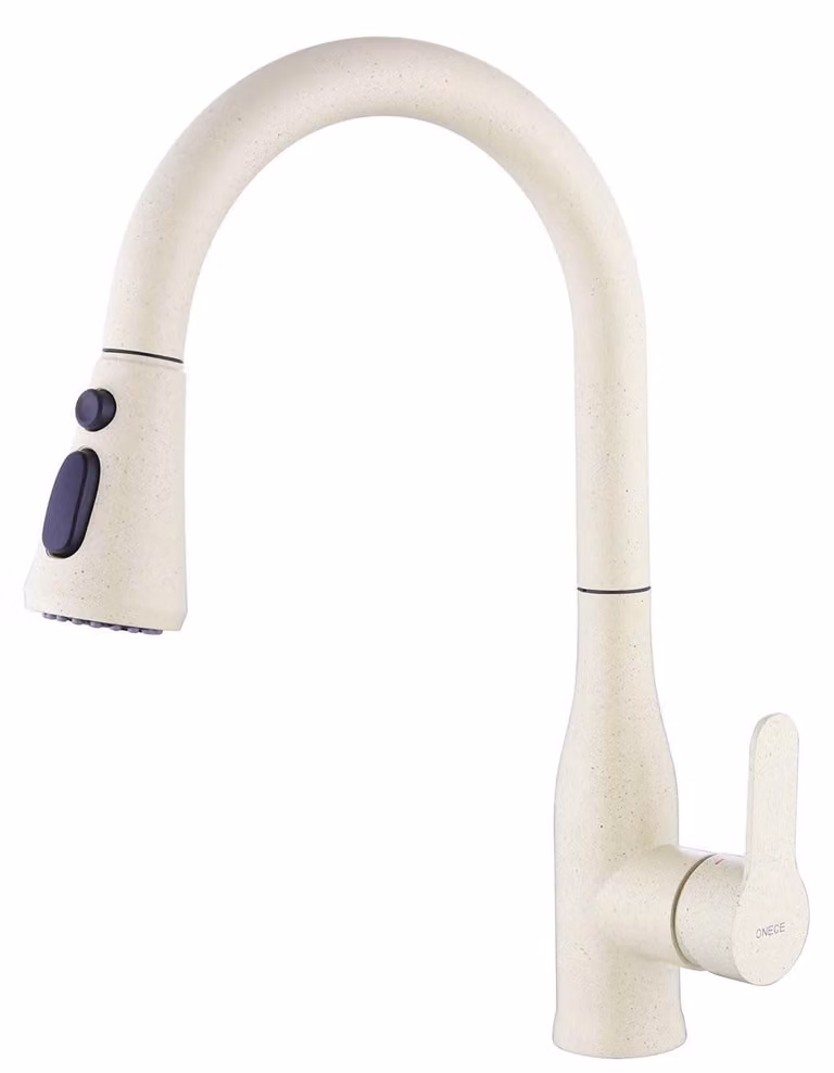 Rubinetto da cucina in granito con doccetta estraibile, 3 getti, miscelatore girevole a 360° per lavello in acciaio inossidabile
