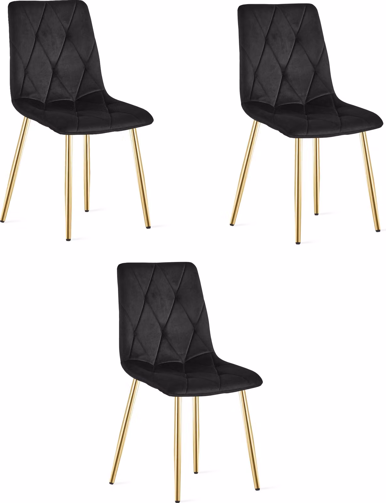 Sedia LIBRA - velluto nero / gambe color oro x 3