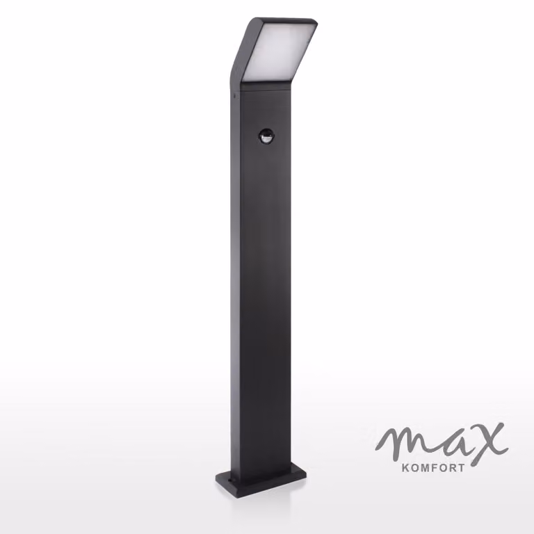 Lampada a stelo per esterni a LED con rilevatore di movimento: Nero, alluminio, 10W, 1504-800-BK-BM