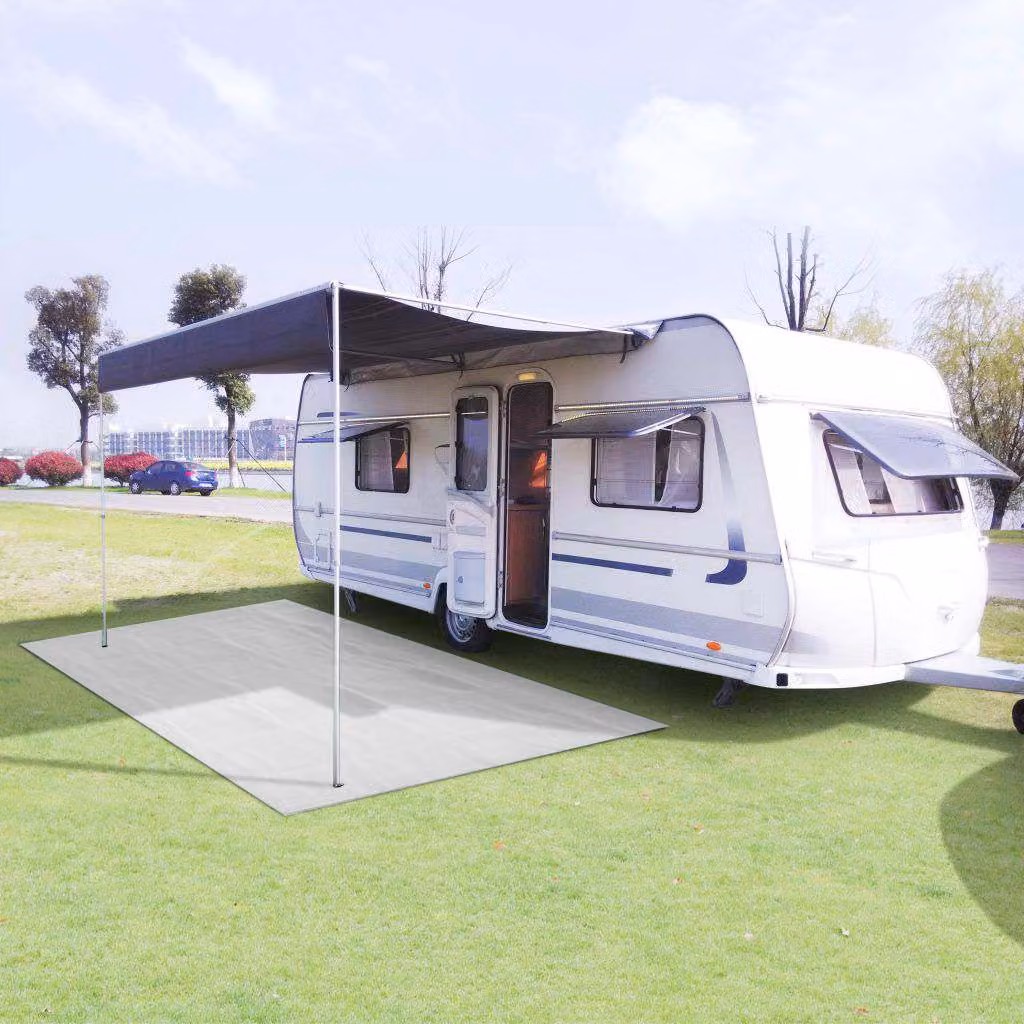 vidaXL Tappeto da tenda rettangolare per giardino, Bianco e Grigio, L: 100 cm, P: 500 cm