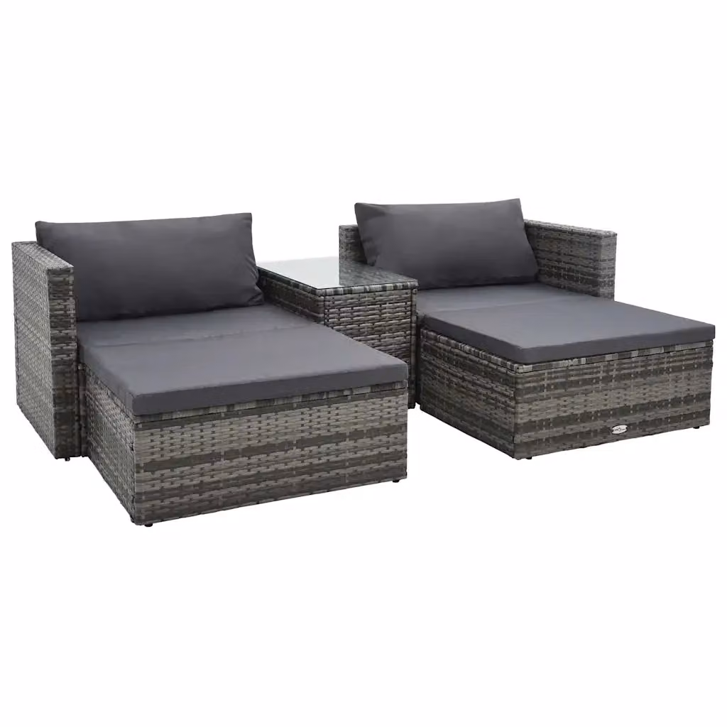 Set da giardino moderno vidaXL composto da 5 pezzi con cuscini in antracite e struttura in metallo e rattan – 2