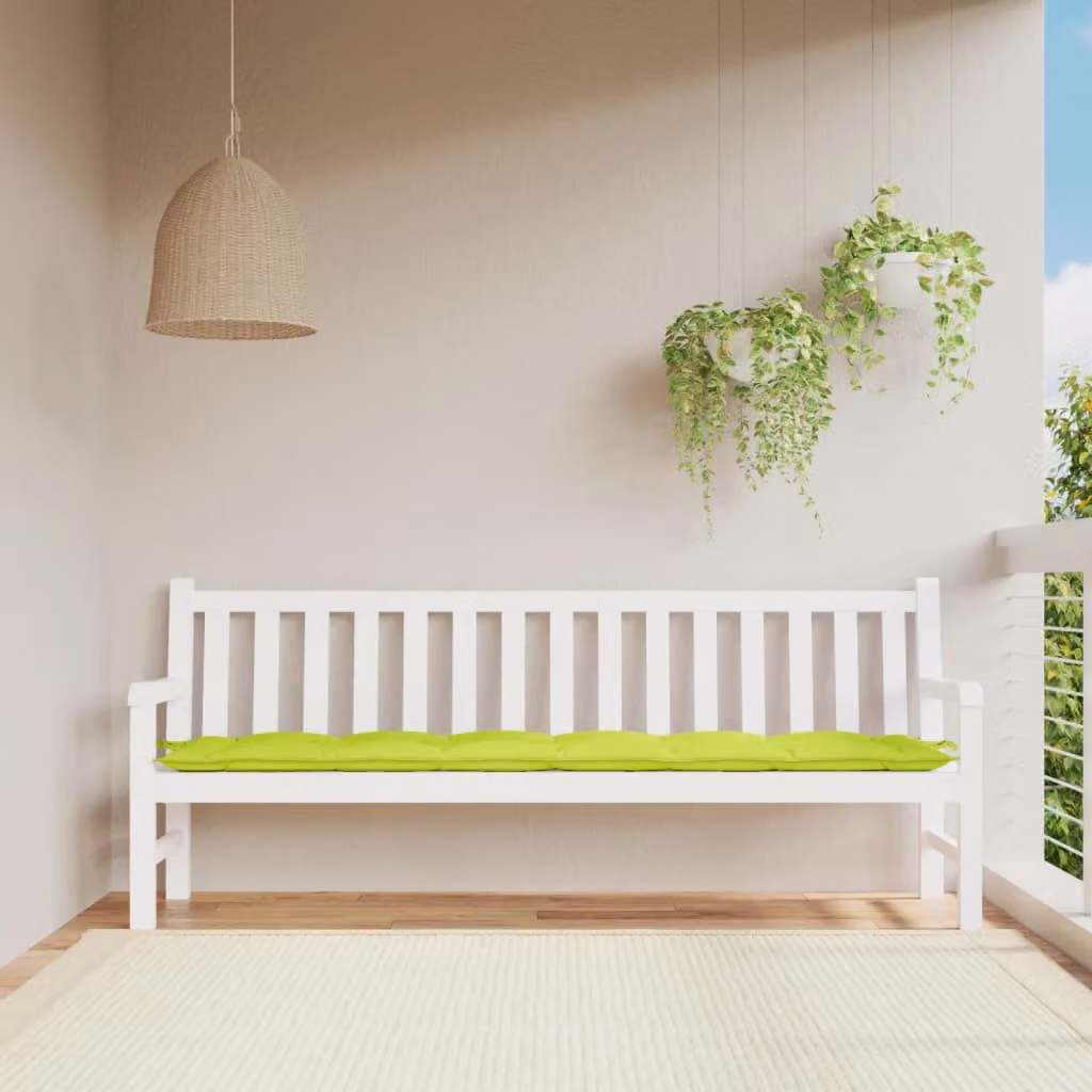 vidaXL Cuscino per Panca Verde Intenso in Tessuto Oxford Idrorepellente e Traspirante L: 200 cm, P: 50 cm, H: 7 cm