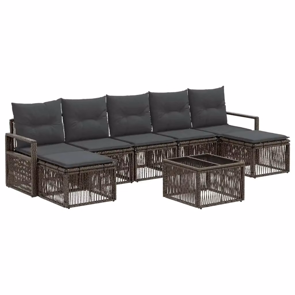 Set da giardino moderno vidaXL composto da 8 pezzi in rattan grigio con struttura in acciaio e cuscini inclusi – 2
