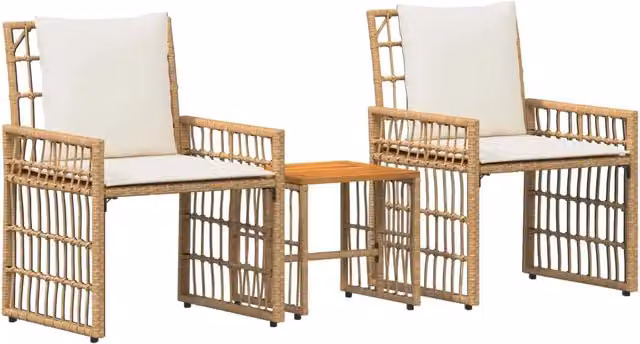 Set di Mobili da Esterno 3 pz | Set Salotto da Giardino Naturale e Bianco Crema