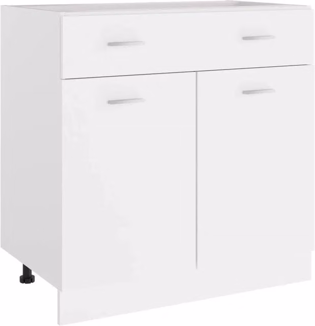 Mobiletto moderno con cassetti per cucina in legno composito bianco L: 80 cm, P: 46 cm, H: 81,5 cm