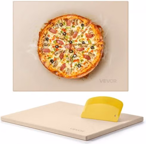 Pietra per pizza rettangolare Vevor in cordierite beige con raschietto, L: 38 cm, P: 30 cm, H: 1,5 cm