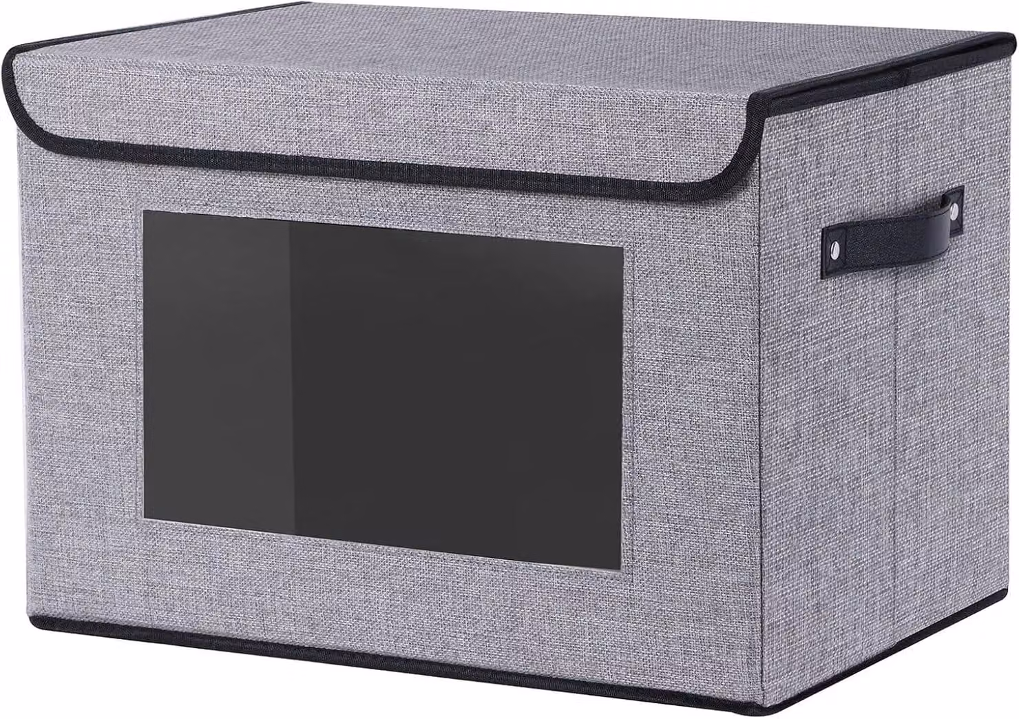 Contenitore portaoggetti in tessuto, 1 pezzo. Contenitore pieghevole, scatola con coperchio, contenitore portaoggetti, organizer per armadio con finestra, colore grigio
