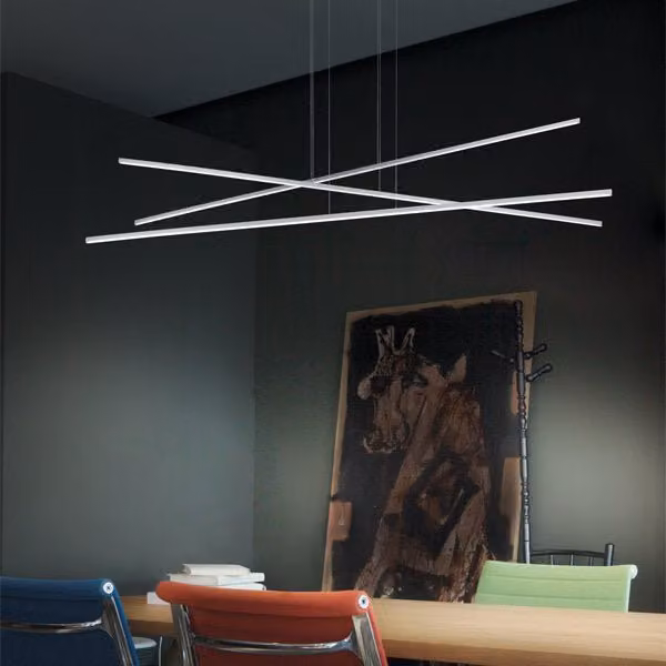 Linea Light Straight Sospensione LED Moderna Bianca con Luce Up/Down e Regolabile