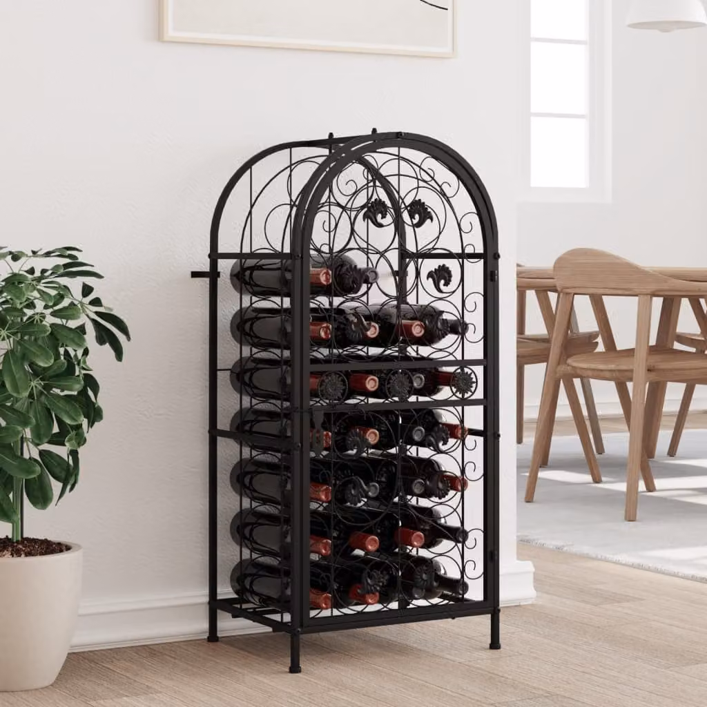 Portavini vidaXL per 33 bottiglie in metallo nero L 45 cm, P 36 cm, H 100 cm