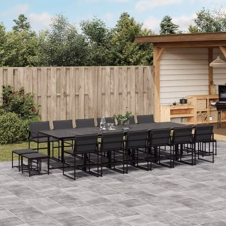 Maison Exclusive - Set da pranzo da giardino da 17 pezzi con cuscini in Textilene nero