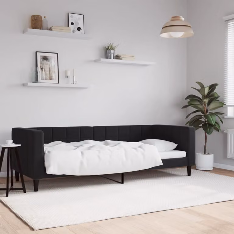 Letto da giorno moderno vidaXL in velluto nero L 200 x P 80 x H 68 cm