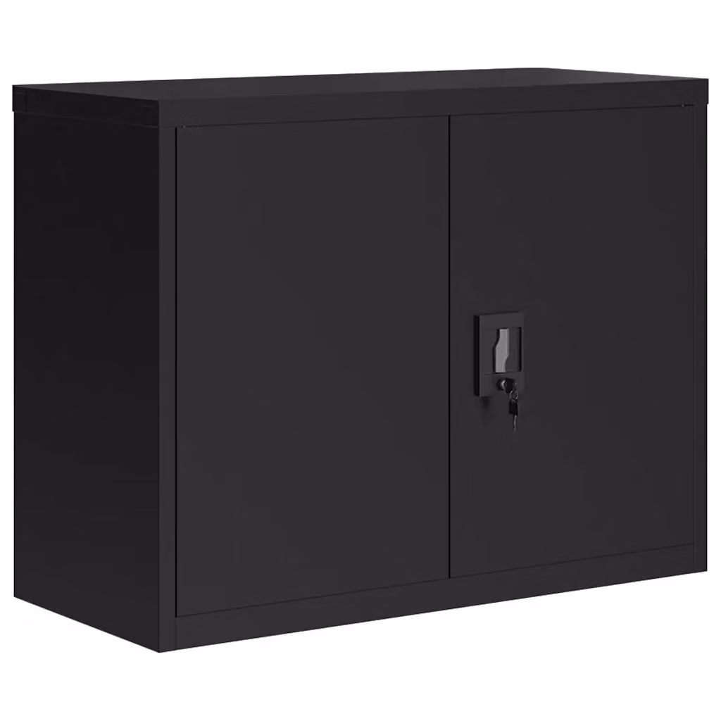Armadio Classificatore vidaXL in Metallo Nero con Serratura e Ripiani Regolabili L: 90 cm, P: 40 cm, H: 70 cm – 2