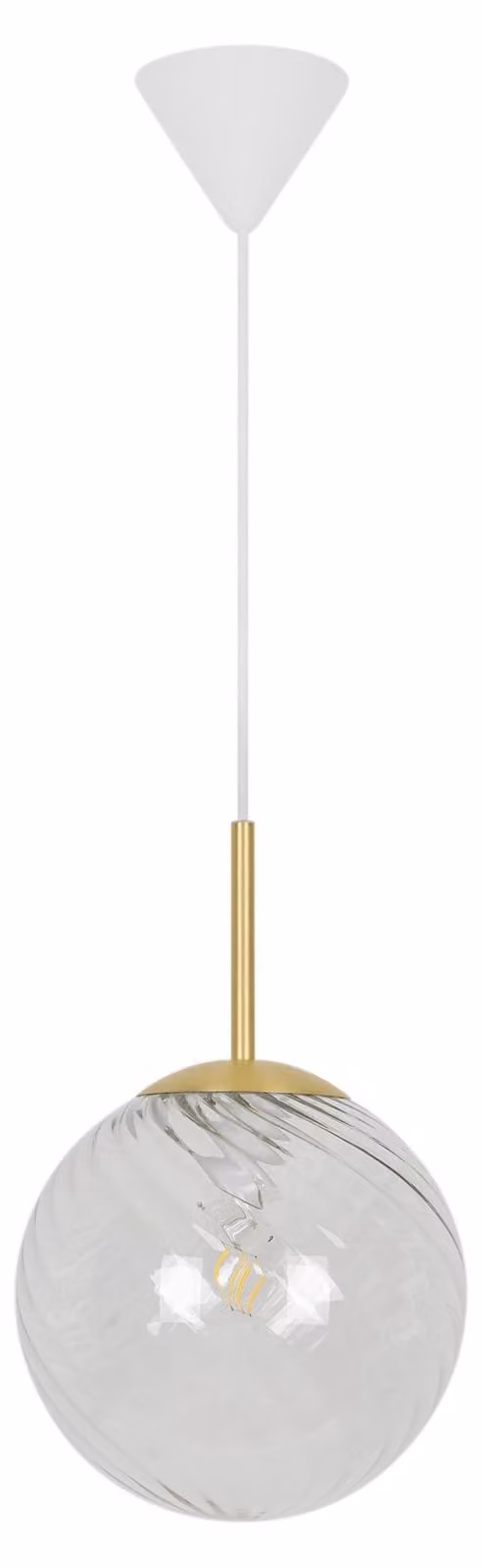 Lampadario a sospensione NORDLUX Chisell Art Deco, Variante: Ø 250 x 380 mm, E27, trasparente, ottone